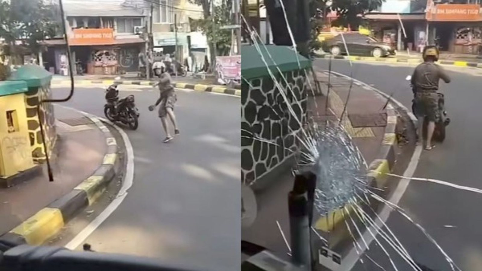 Aksi Pemotor Lempar Batu Ke Bus TransJakarta Kejadian Di Jakarta